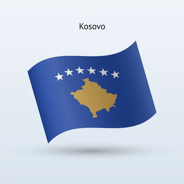 Kosova bayrağı sallayarak formu. vektör çizim. — Stok Vektör