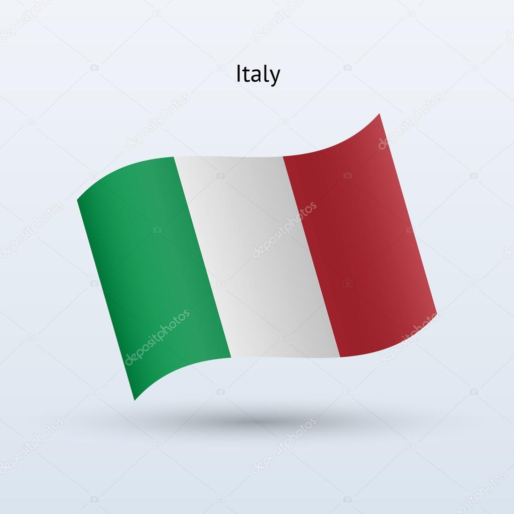 Italy flag waving form. Vector illustration.