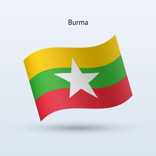 Forma de ondear bandera de Birmania. Ilustración vectorial . — Archivo Imágenes Vectoriales