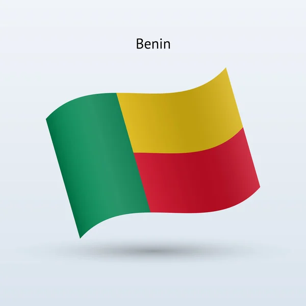 Benin-Flagge schwenkend. Vektorillustration. — Stockvektor