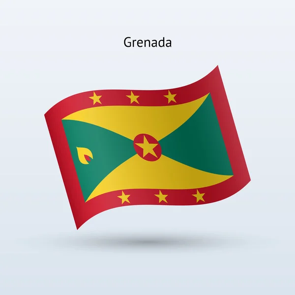 Grenada flag waving form. Vector illustration. — Stock Vector