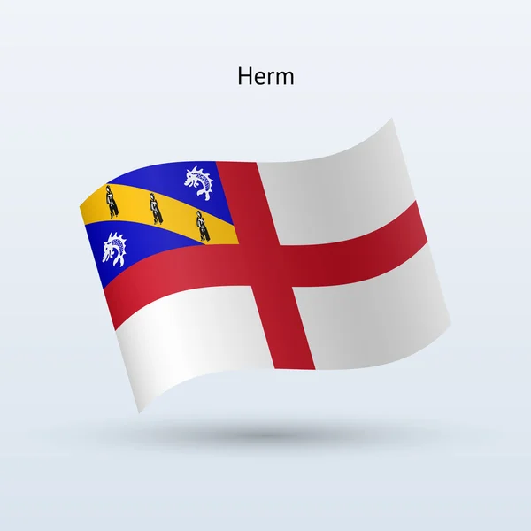 Forma de ondear bandera Herm. Ilustración vectorial . — Vector de stock