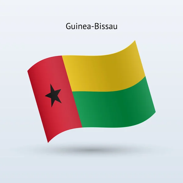 Guinea-Bissau flag waving form. — Stock Vector