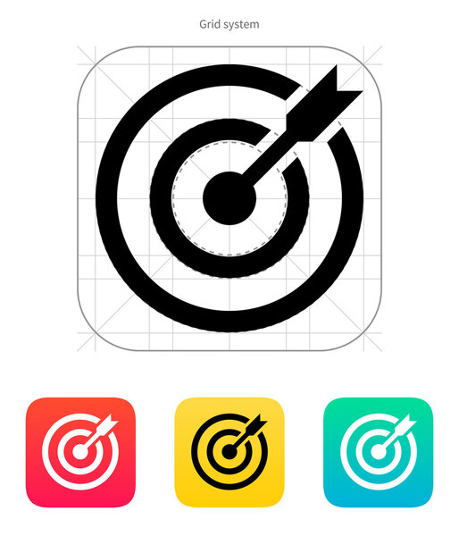 Darts target aim icon. Successful shoot.
