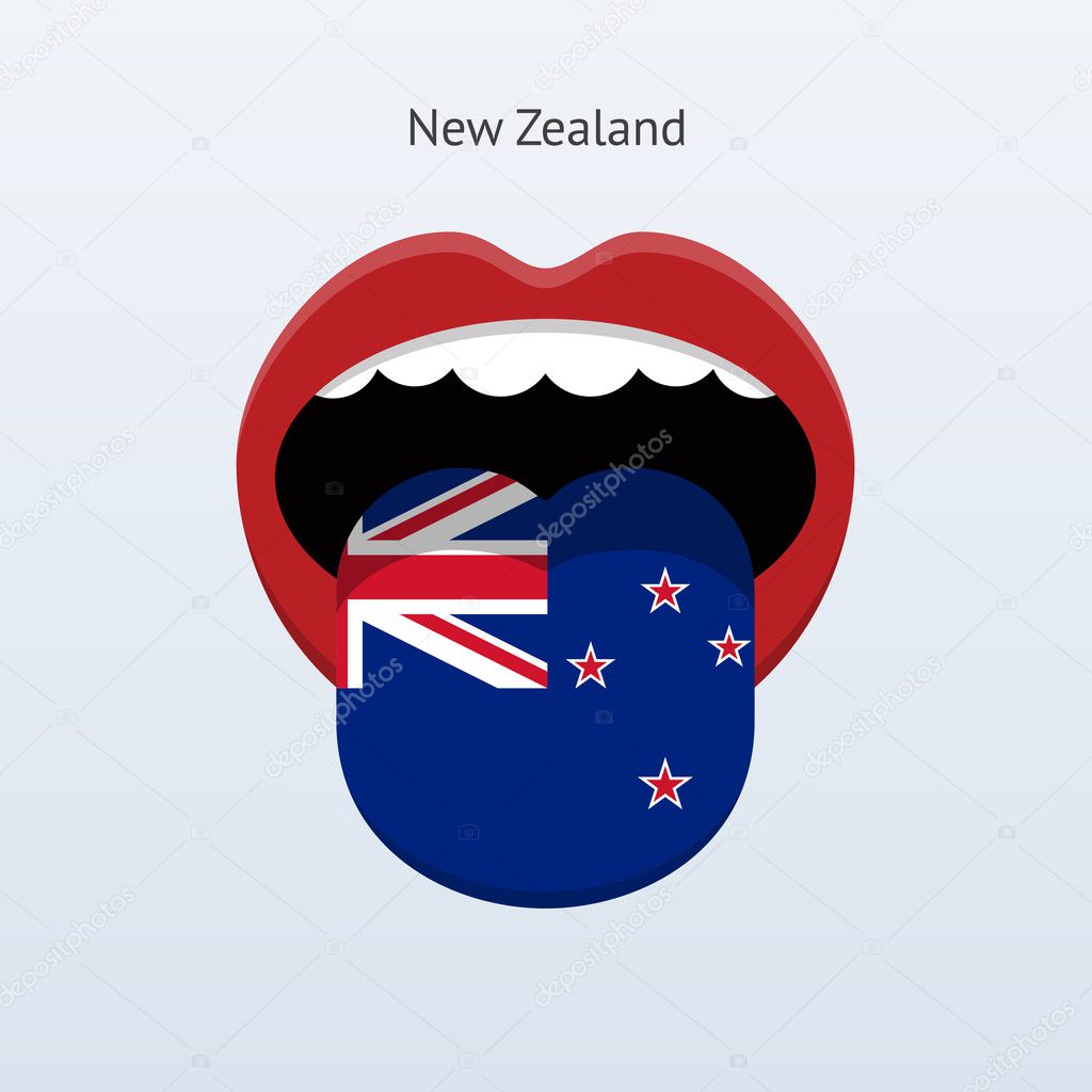 New Zealand language. Abstract human tongue.
