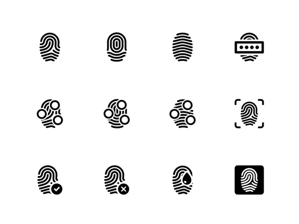 Icônes d'empreintes digitales sur fond blanc . — Image vectorielle