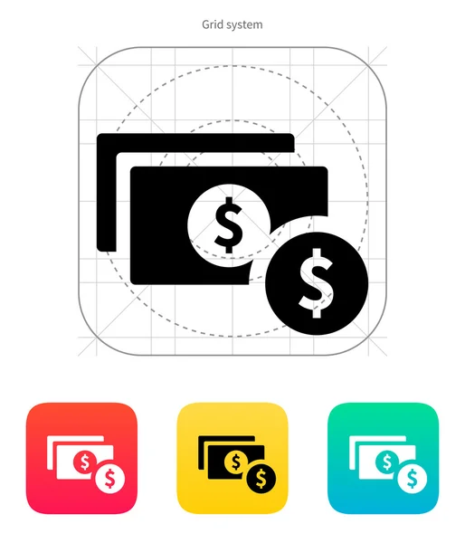 Dollar banknote and coin icon. — Stock Vector