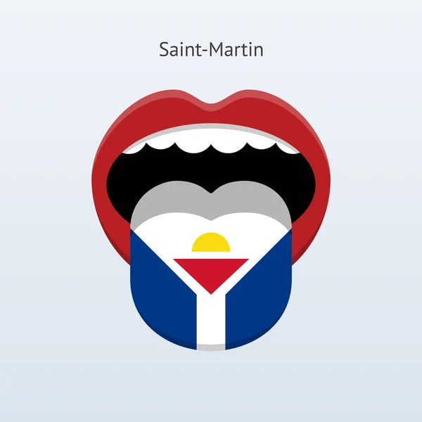 サン ・ マルタン言語。抽象的な人間の舌. — ストックベクタ