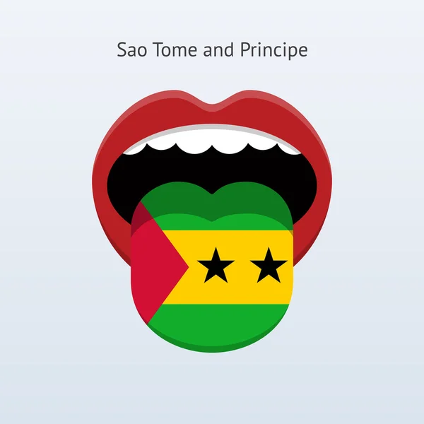 Sao tome und prinzipiensprache. abstrakte menschliche Zunge. — Stockvektor