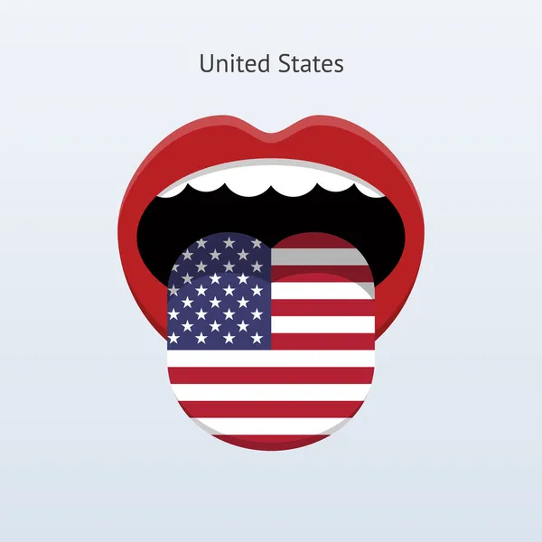 Sprache der Vereinigten Staaten. abstrakte menschliche Zunge. — Stockvektor