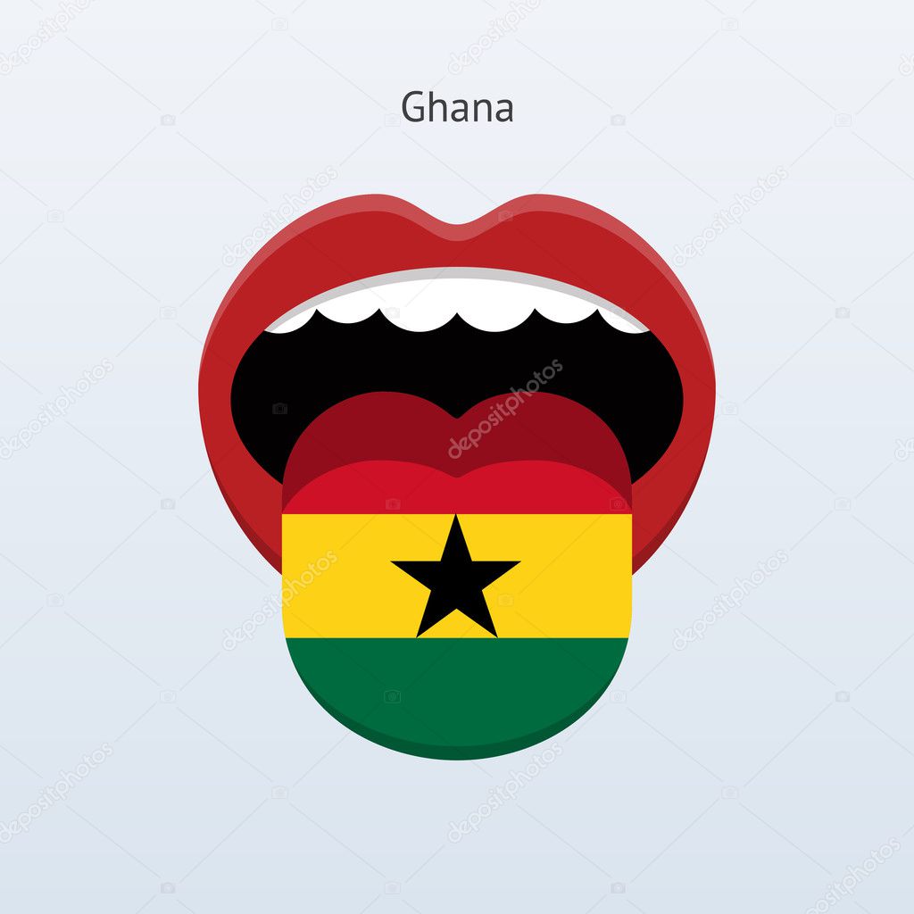 Ghana language. Abstract human tongue.