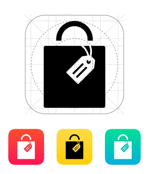 Shopping bag with label icon. — Stock Vector