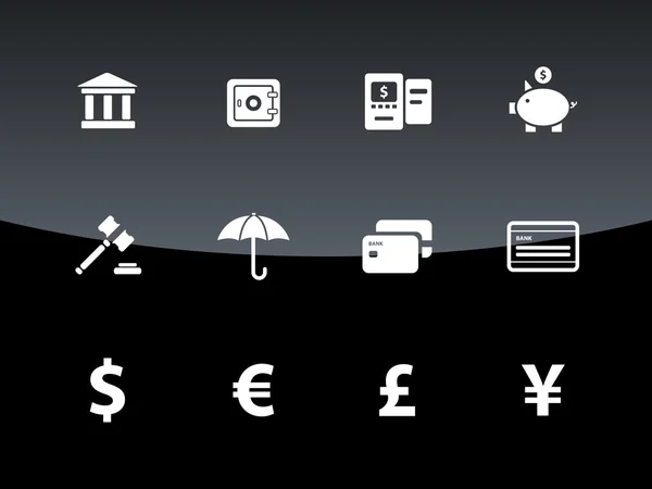 Icônes bancaires sur fond noir . — Image vectorielle