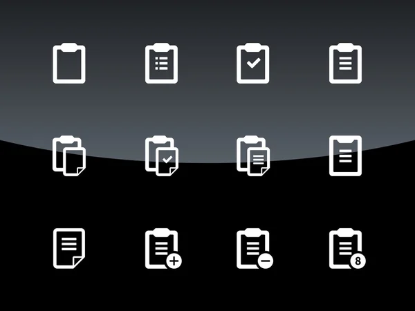 Icônes presse-papiers sur fond noir . — Image vectorielle