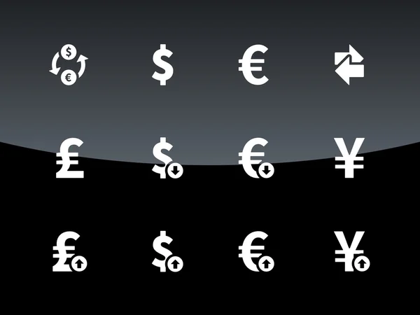 Icônes Taux de change sur fond noir . — Image vectorielle