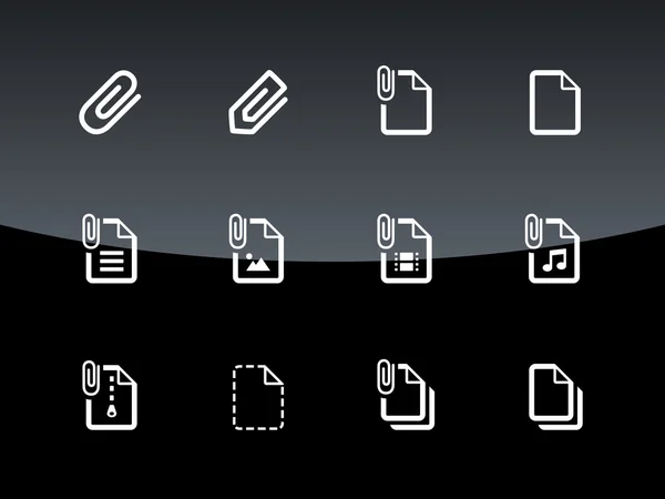 Ícones de arquivo Clip no fundo preto . — Vetor de Stock