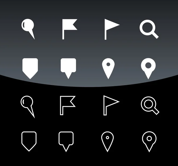 GPS und Navigation Icons auf schwarzem Hintergrund. — Stock vektor