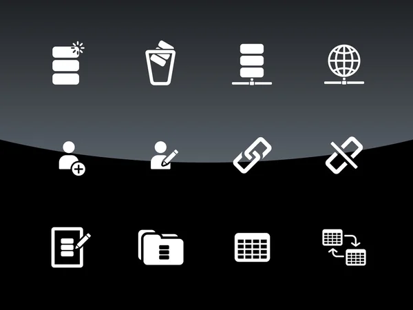 Database icons on black background. — Stock Vector