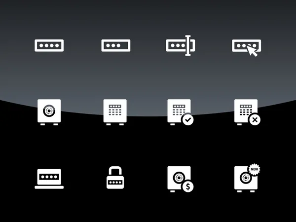 Passwort-Symbole auf schwarzem Hintergrund. — Stockvektor