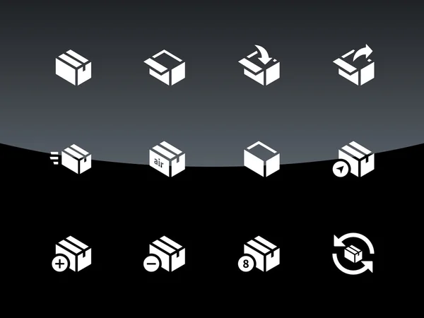 Box-Symbole auf schwarzem Hintergrund. — Stockvektor