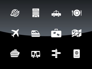 simgeler siyah arka plan üzerinde seyahat.