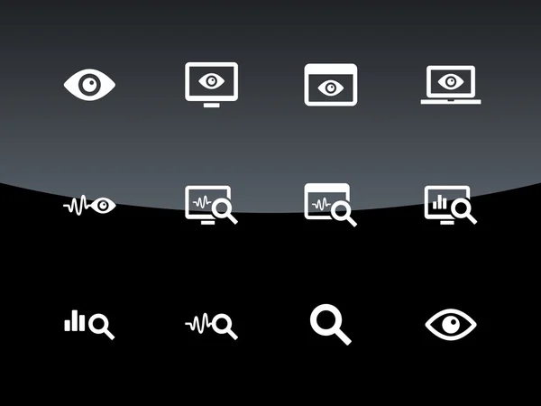 Monitoreo de iconos sobre fondo negro . — Archivo Imágenes Vectoriales