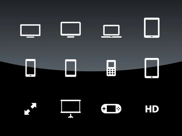 Pantallas iconos sobre fondo negro . — Archivo Imágenes Vectoriales