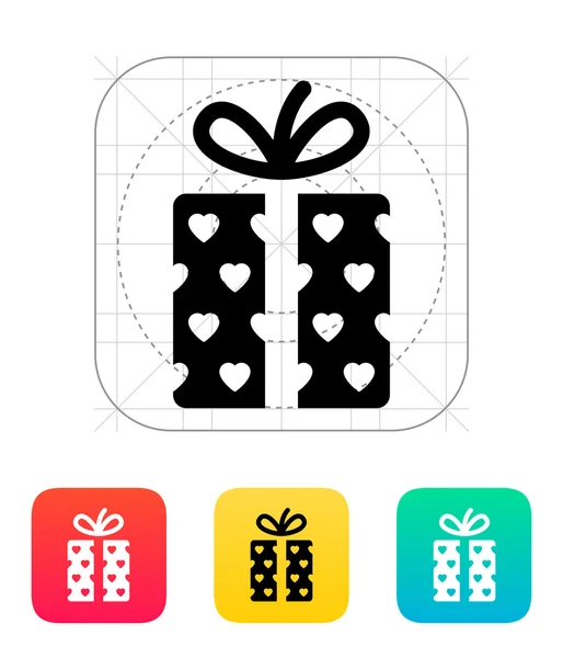 Gift box with hearts icon. — Stock Vector