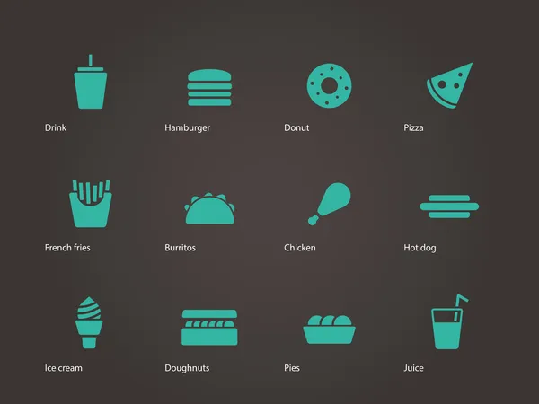 Iconos de comida rápida. — Vector de stock