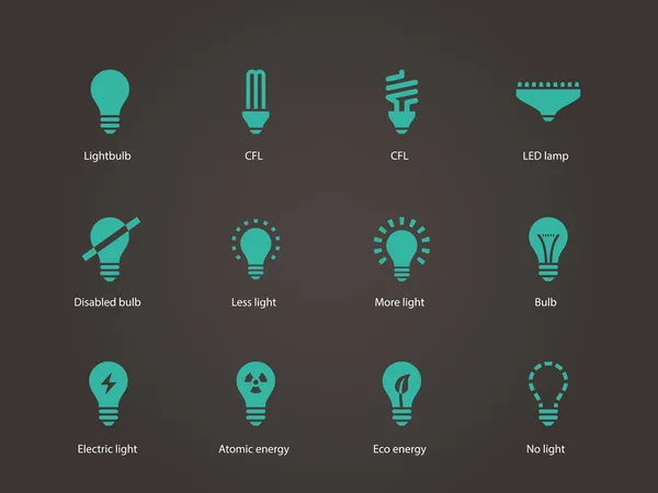 Gloeilamp en cfl lamp pictogrammen. — Stockvector