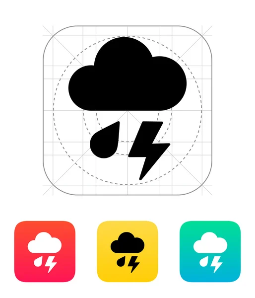 Rain with lightning weather icon. — Stock Vector