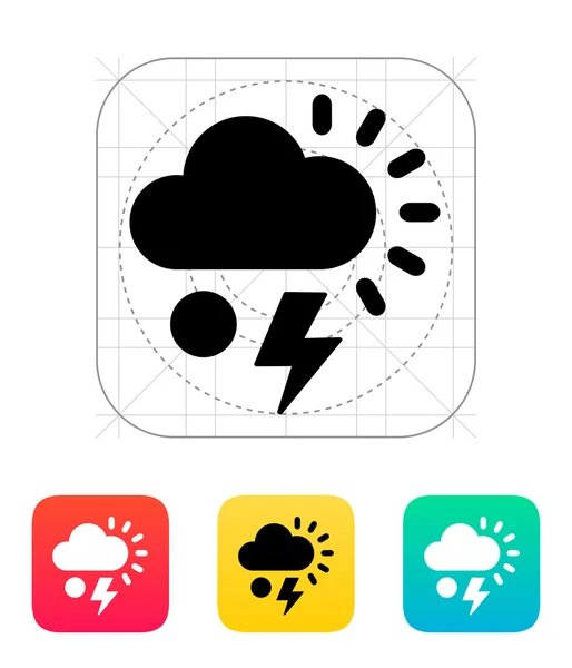 Hagel met bliksem pictogram van het weer. — Stockvector
