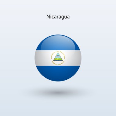Nikaragua bayrağı yuvarlak. vektör çizim.