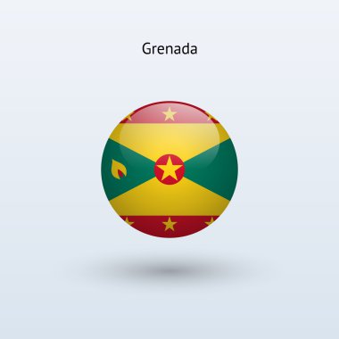 Grenada bayrağı yuvarlak. vektör çizim.