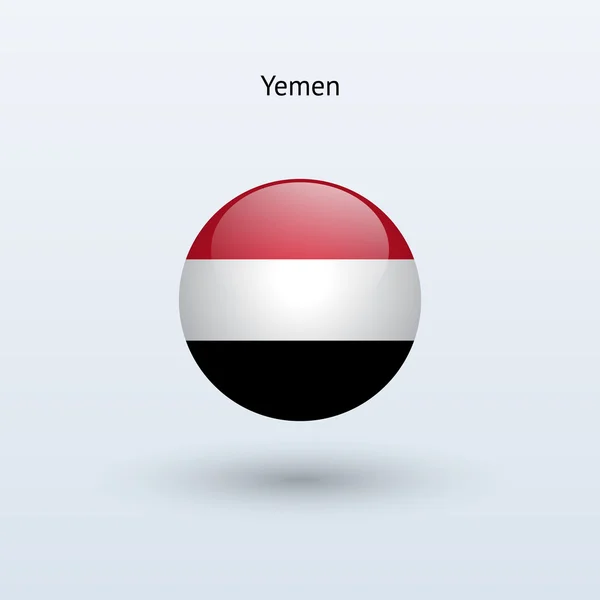 Jemeni zászló kerek. vektoros illusztráció. — Stock Vector