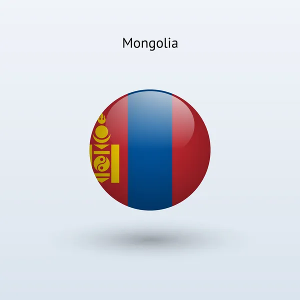 Bandera redonda de Mongolia. Ilustración vectorial . — Vector de stock