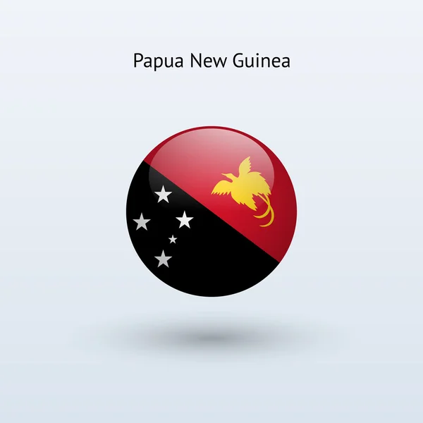 Papua Nuova Guinea bandiera rotonda. Illustrazione vettoriale . — Vettoriale Stock