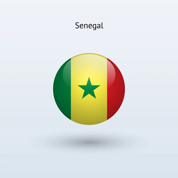 Senegal bayrak yuvarlak. vektör çizim. — Stok Vektör