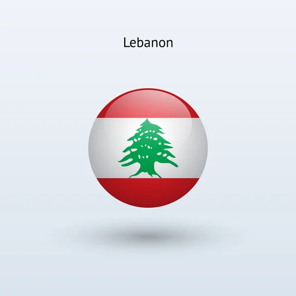 Bandeira redonda do Líbano. Ilustração vetorial . — Vetor de Stock