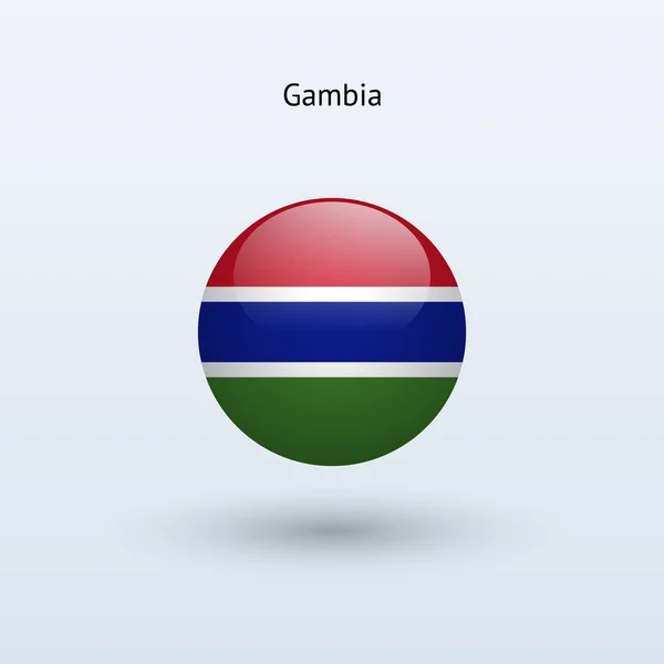 Gambiya bayrak yuvarlak. vektör çizim. — Stok Vektör