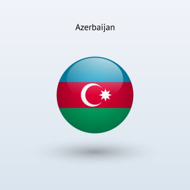 Azerbaycan bayrağı yuvarlak. vektör çizim.