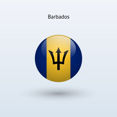 Barbados bayrağı yuvarlak. vektör çizim.