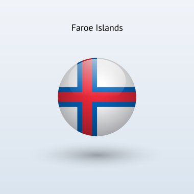 Faroe Adaları bayrağı yuvarlak. vektör çizim.
