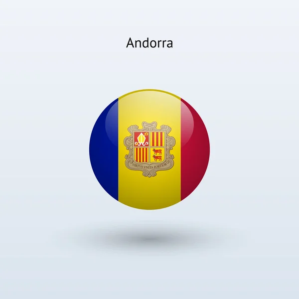 Bandeira redonda de Andorra. Ilustração vetorial . — Vetor de Stock