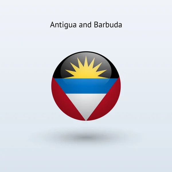 Bandiera rotonda Antigua e Barbuda . — Vettoriale Stock