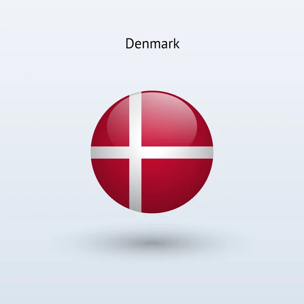 Dánia kerek zászló. vektoros illusztráció. — Stock Vector