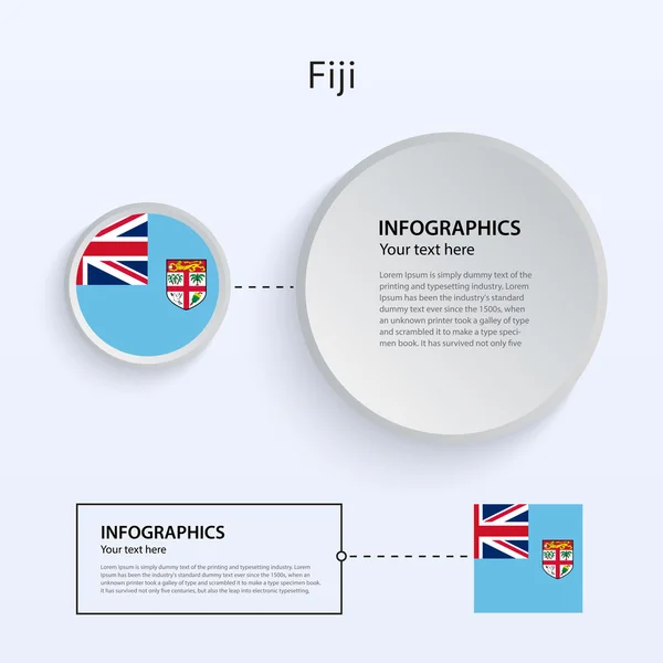 Fiji País Conjunto de Banners . — Vetor de Stock