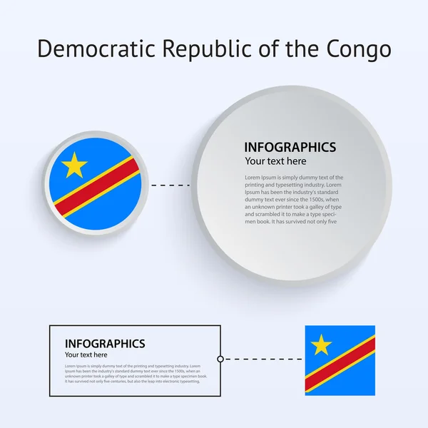 República Democrática Congo País Conjunto de pancartas . — Vector de stock