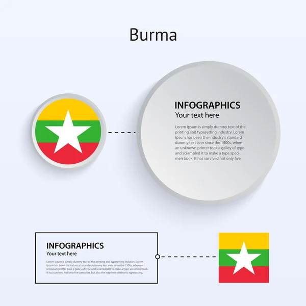 Birmania país conjunto de banners . — Vector de stock
