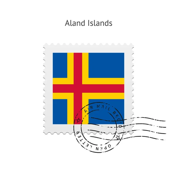 Aland eilanden vlag postzegel. — Stockvector